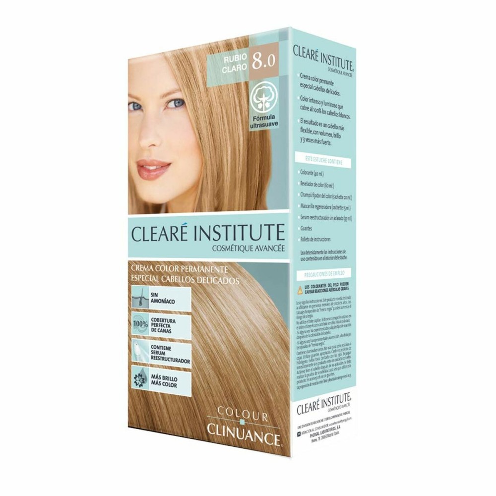 Coloration Permanente en Crème Clearé Institute Colour Clinuance Nº 8.0-rubio claro