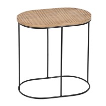 Side table 60 x 39,5 x 60 cm Natural Black Metal Wood (2 Units)