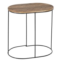 Side table 60 x 39,5 x 60 cm Natural Black Metal Wood (2 Units)