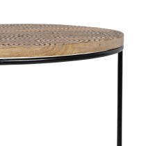 Side table 60 x 39,5 x 60 cm Natural Black Metal Wood (2 Units)