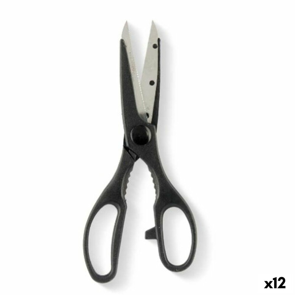 Schere Kinvara KN0194 Schwarz Silberfarben Edelstahl 7,5 x 21 x 1 cm (12 Stück)