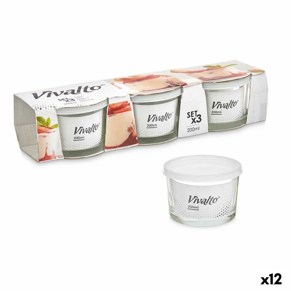 Ensemble de Boîtes à Lunch Vivalto OCT-W37403 Transparent verre polypropylène 200 ml (12 Unités)