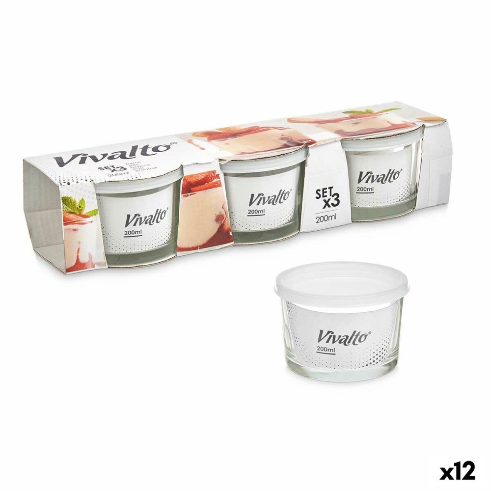 Set of lunch boxes Vivalto OCT-W37403 Transparent Glass polypropylene 200 ml (12 Units)