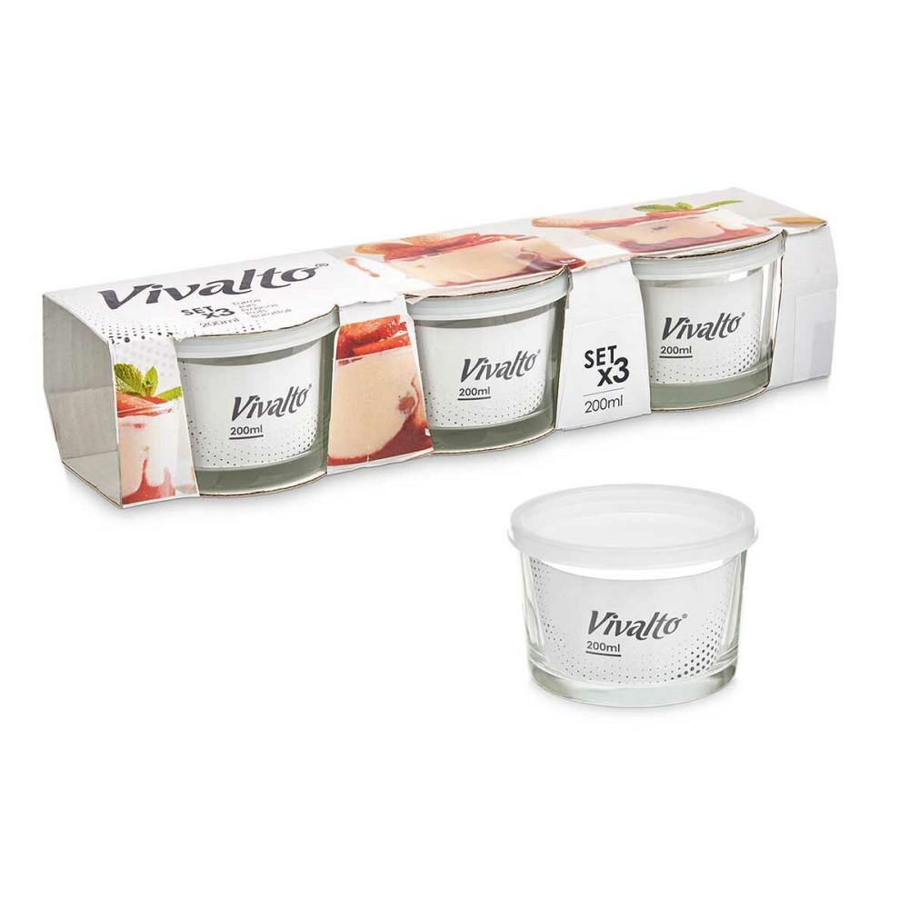 Set of lunch boxes Vivalto OCT-W37403 Transparent Glass polypropylene 200 ml (12 Units)