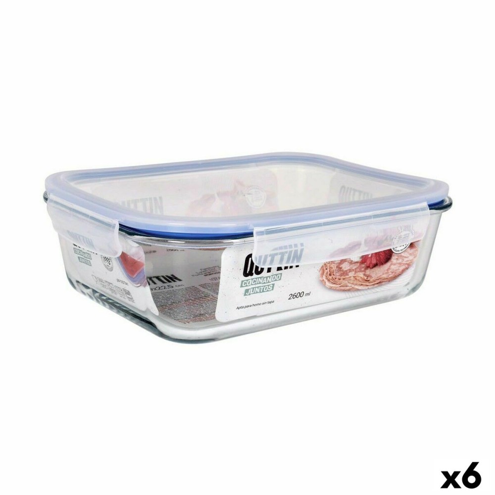 Lunchbox hermetisch Quttin   rechteckig 2,6 L (6 Stück)