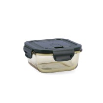 Lunchbox hermetisch Bidasoa Infinity karriert 520 ml Gelb Glas (12 Stück)