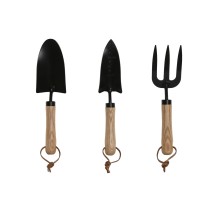 Kit d'outils de jardin Home ESPRIT 3 Pièces Marron Noir Acier