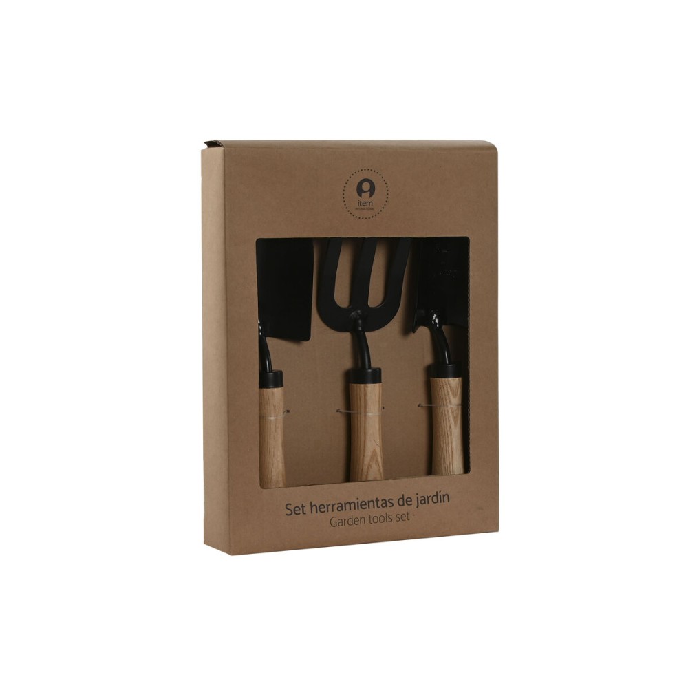 Kit d'outils de jardin Home ESPRIT 3 Pièces Marron Noir Acier