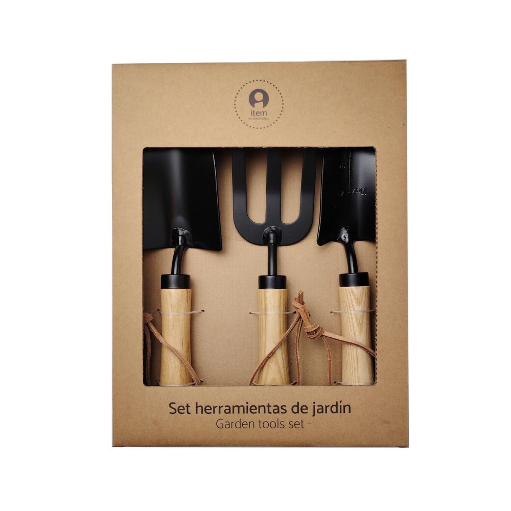 Kit d'outils de jardin Home ESPRIT 3 Pièces Marron Noir Acier