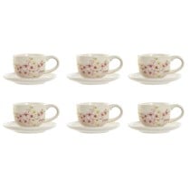 Jeu de 6 tasses avec plat Home ESPRIT Jaune Blanc Rose Lila Métal Dolomite 180 ml