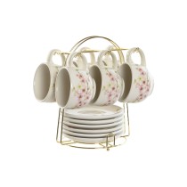 Set aus 6 Teetassen mit Teller Home ESPRIT Gelb Weiß Rosa Lila Metall Dolomite 180 ml