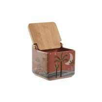 Salt Shaker with Lid Home ESPRIT Beige Pink Terracotta Lilac Bamboo 750 ml 14 x 12,5 x 12 cm (2 Units)