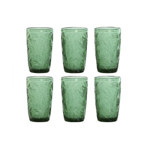 Set of glasses Home ESPRIT Green Crystal With relief 370 ml (6 Units)