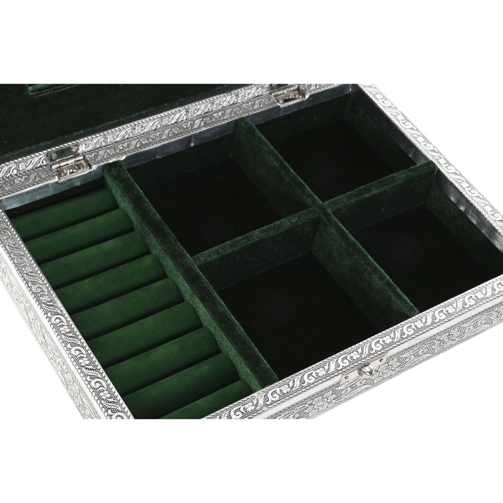 Boîte à bijoux Home ESPRIT Vert Argenté Bois Aluminium 27,5 x 20 x 5,4 cm