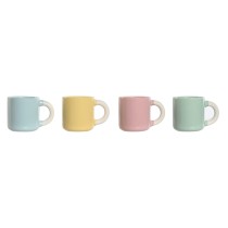 Ensemble de tasses à café Home ESPRIT Jaune Bleu Vert Rose Porcelaine 110 ml 4 Pièces