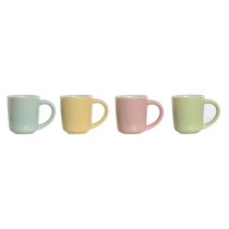 Ensemble de tasses à café Home ESPRIT Jaune Bleu Vert Rose Porcelaine 90 ml 4 Pièces