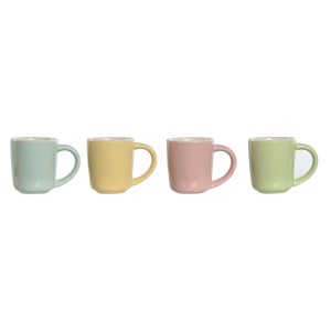 Ensemble de tasses à café Home ESPRIT Jaune Bleu Vert Rose Porcelaine 90 ml 4 Pièces