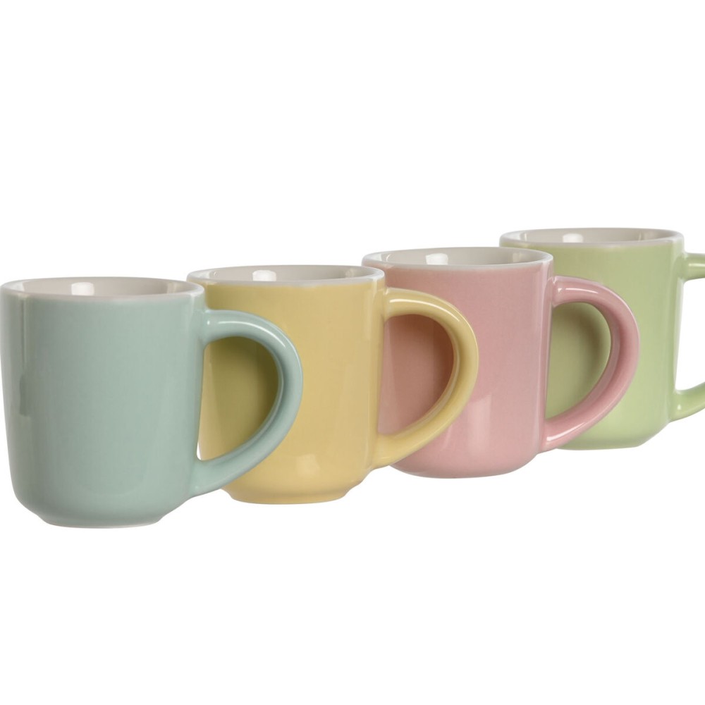 Piece Coffee Cup Set Home ESPRIT Yellow Blue Green Pink Porcelain 90 ml 4 Pieces