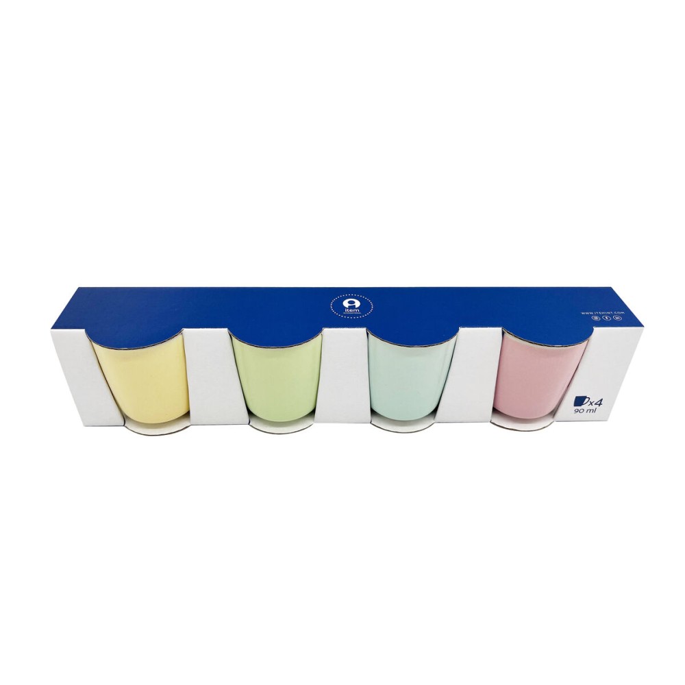 Piece Coffee Cup Set Home ESPRIT Yellow Blue Green Pink Porcelain 90 ml 4 Pieces