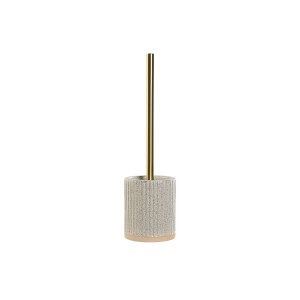 Brosse de salle de wc Home ESPRIT Beige Doré Grès 10,5 x 10,5 x 37,5 cm