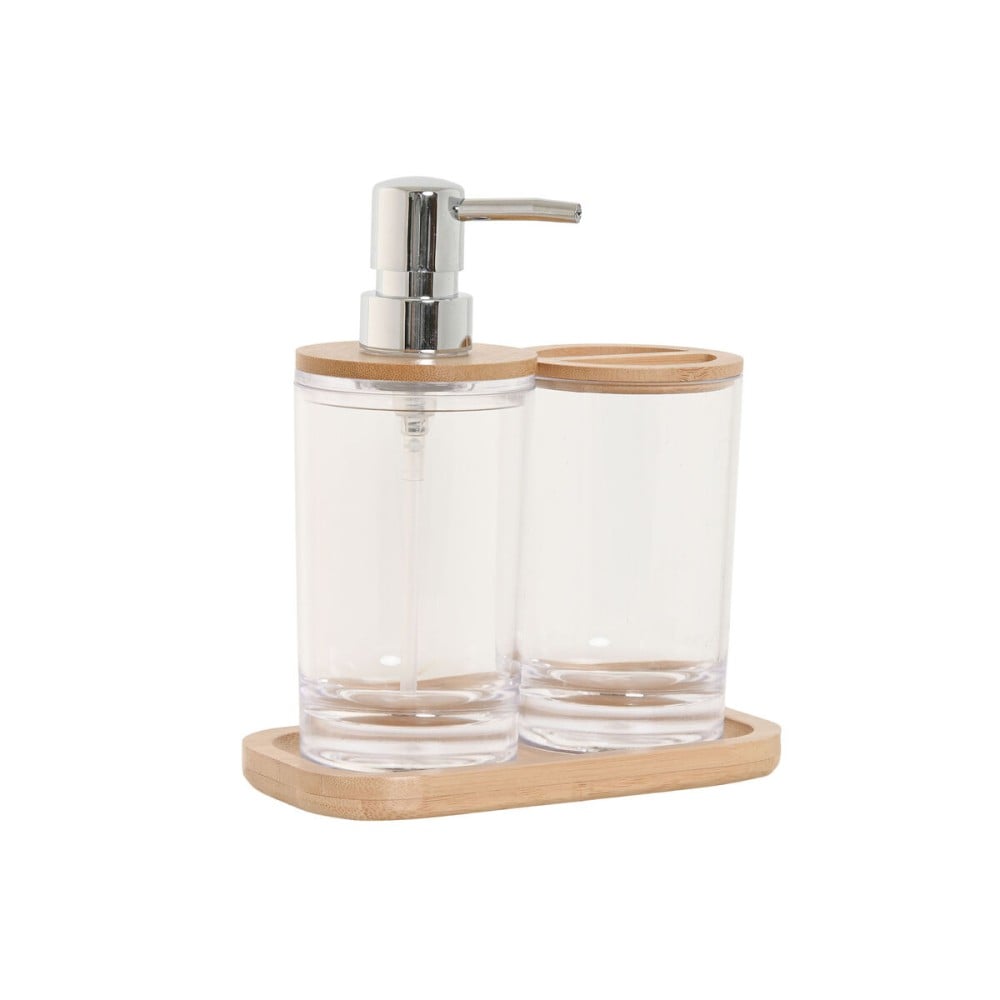 Ensemble de Bain Home ESPRIT Transparent Naturel Bambou Aluminium polystyrène 16 x 9 x 18 cm