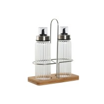 Oil and Vinegar Set Home ESPRIT Transparent Natural Bamboo Crystal 18,5 x 9,3 x 24 cm