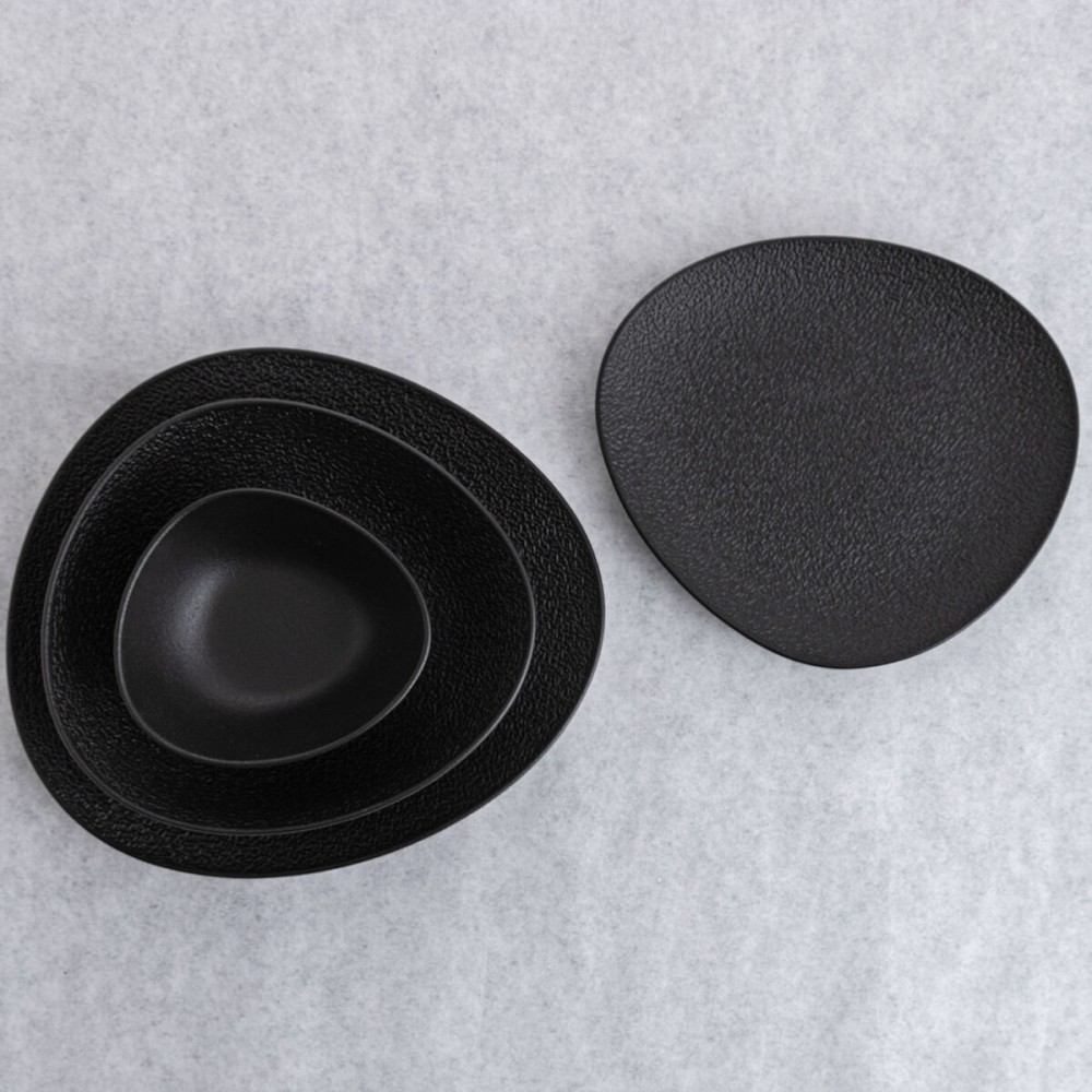 Flacher Teller Bidasoa Fosil Schwarz aus Keramik Oval 28 x 24,8 x 2,5 cm (6 Stück)