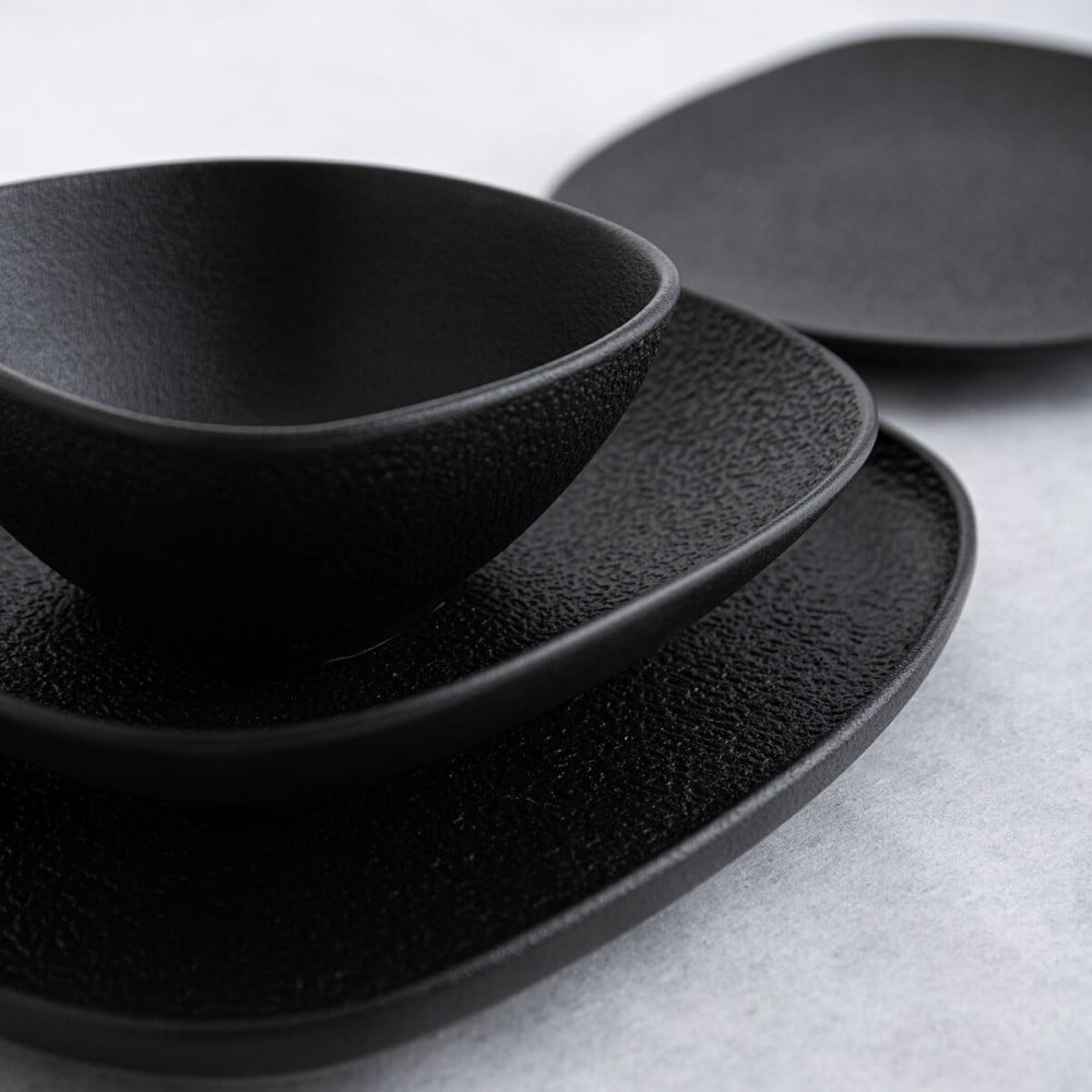 Assiette plate Bidasoa Fosil Noir Céramique Carré 21,1 x 20,3 x 2,3 cm (9 Unités)