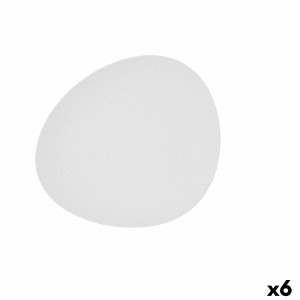 Flat Plate Bidasoa Fosil White Ceramic Oval 28 x 24,8 x 2,5 cm (6 Units)