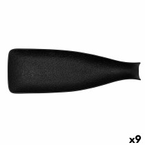 Tablett für Snacks Bidasoa Fosil Schwarz aus Keramik Tonerde Flasche 38,5 x 12,7 x 4,8 cm (9 Stück)