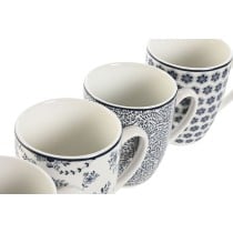 Ensemble de 4 mugs Home ESPRIT Bleu Blanc Porcelaine 340 ml