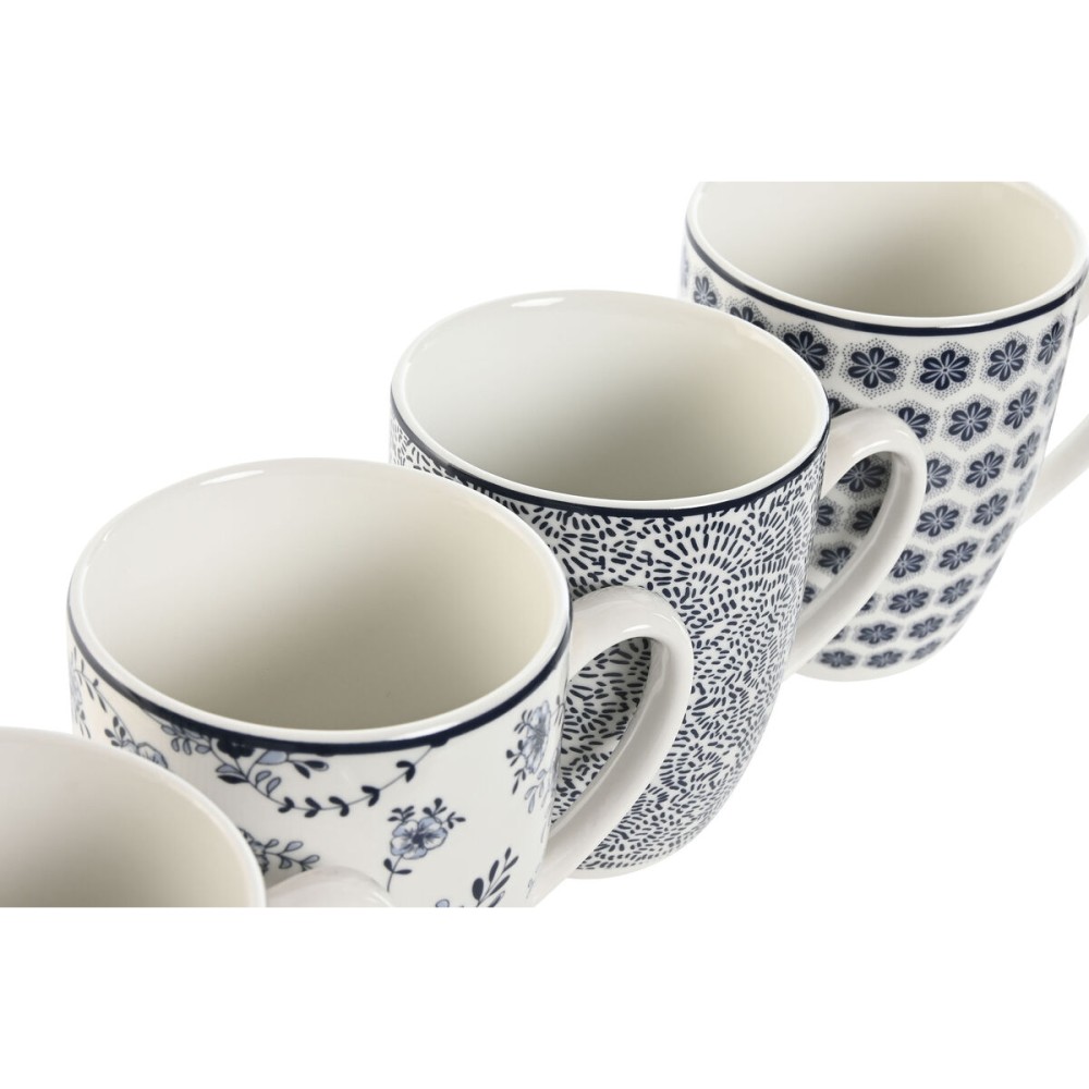 4 Piece Mug Set Home ESPRIT Blue White Porcelain 340 ml