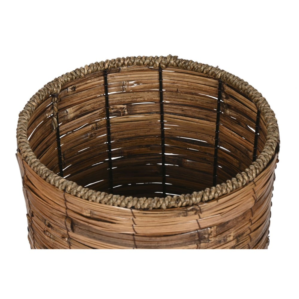 Set of Planters Home ESPRIT Brown Metal Rattan Tropical 31 x 31 x 27 cm