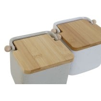 Salière avec couvercle Home ESPRIT Blanc Beige Naturel Bambou Dolomite 15 x 12 x 11 cm (2 Unités)