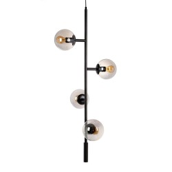 Ceiling Light 40 x 40 x 234 cm Crystal Black Metal Ø 15 cm Modern