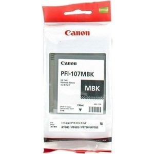 Cartouche d'encre originale Canon PFI-107MBK Blanc Noir mat