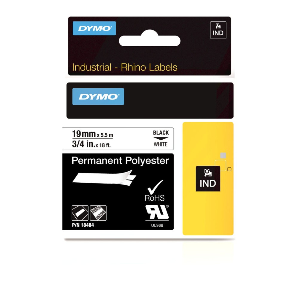 Ruban Laminé pour Etiqueteuses Dymo 18484 Blanc Multicouleur Noir/Blanc 24 mm