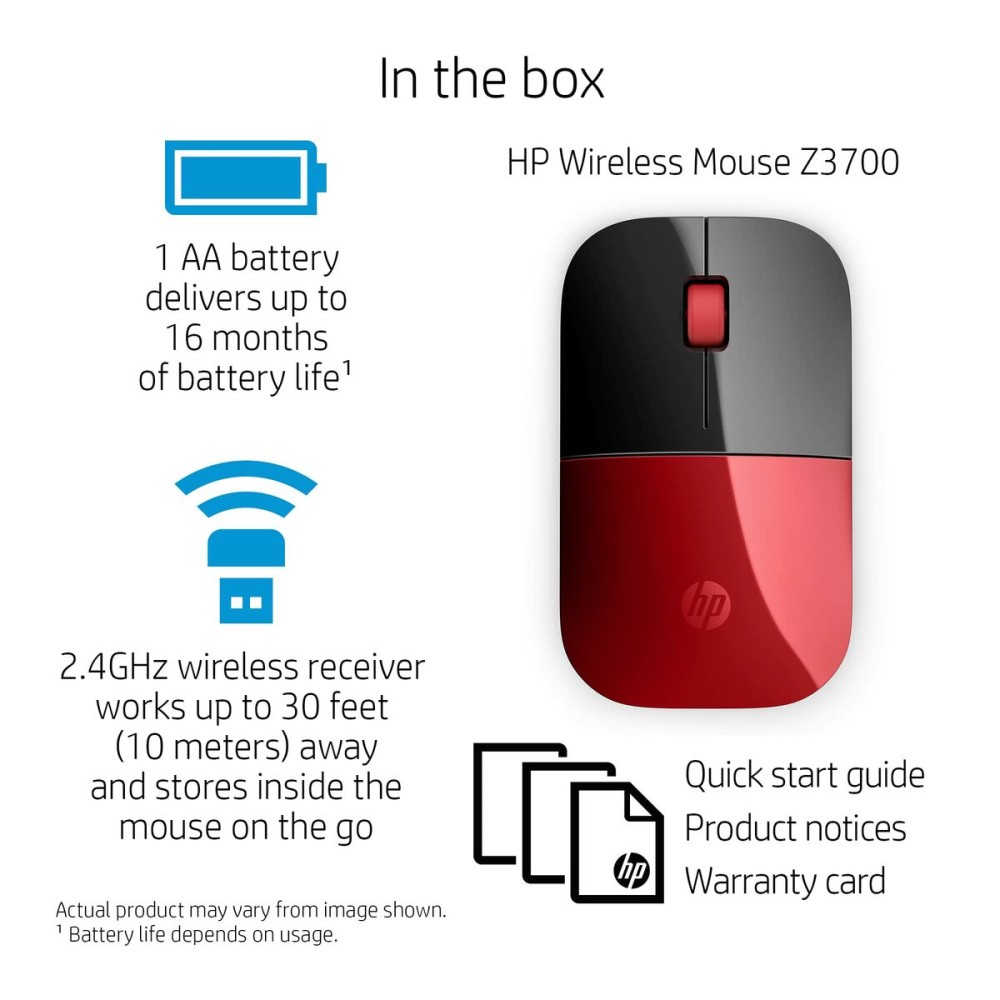 Wireless Mouse HP V0L82AAABB Red Black/Red