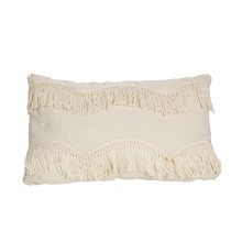 Cushion Romimex White With tassles 30 x 10 x 50 cm