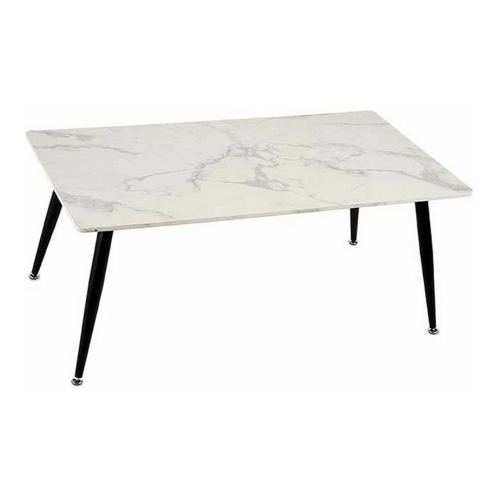 Table Basse Blanc Noir Marbre Métal Mélamine Bois MDF 60 x 110 x 45 cm