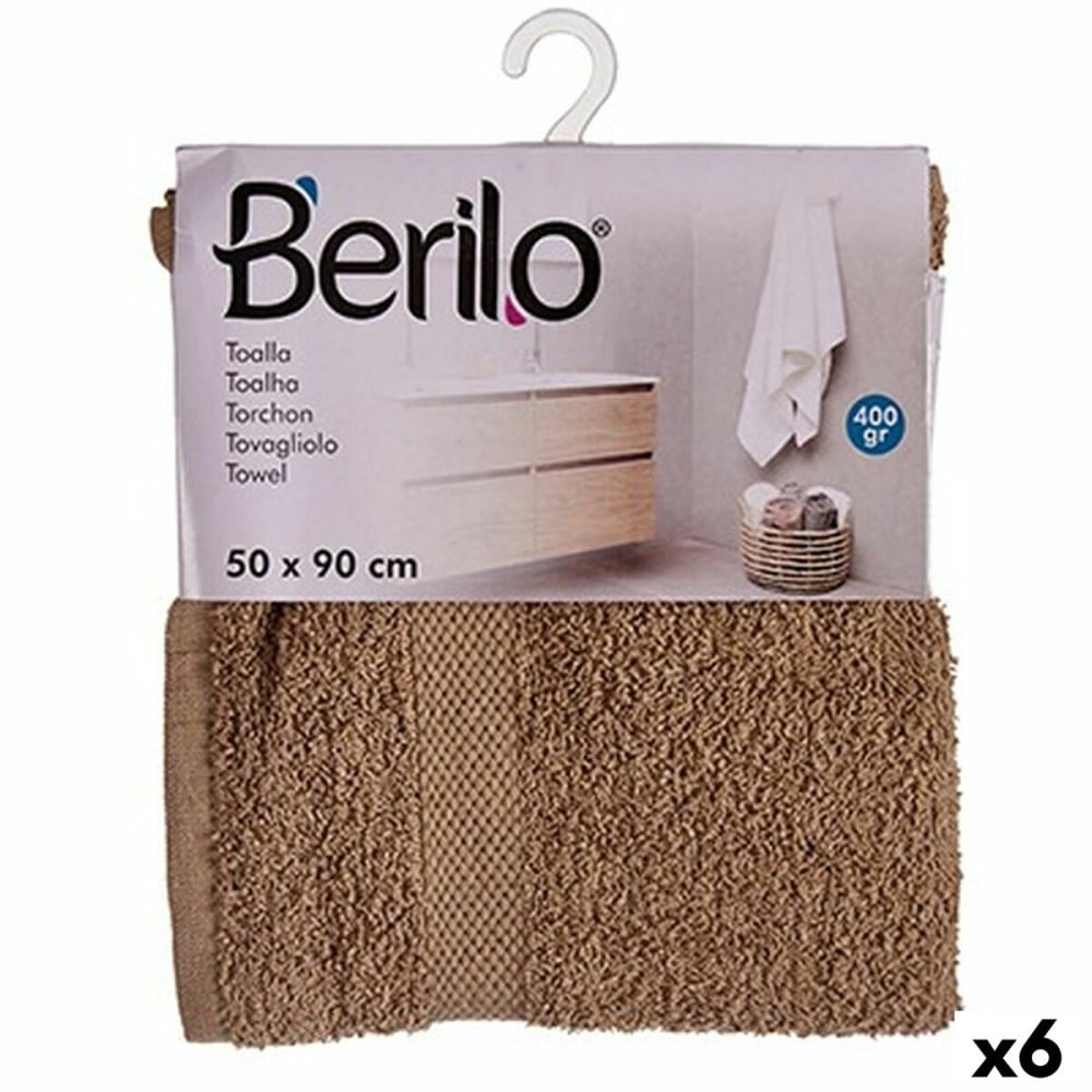 Bath towel Berilo 89661 Camel 80 % cotton 20 % Polyester 50 x 90 cm (6 Units)