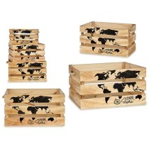 Set of decorative boxes GiftDecor YY182102C8 Black Natural Wood 35 x 25 x 18 cm 30 x 20 x 16 cm 40 x 20 x 30 cm (4 Units)