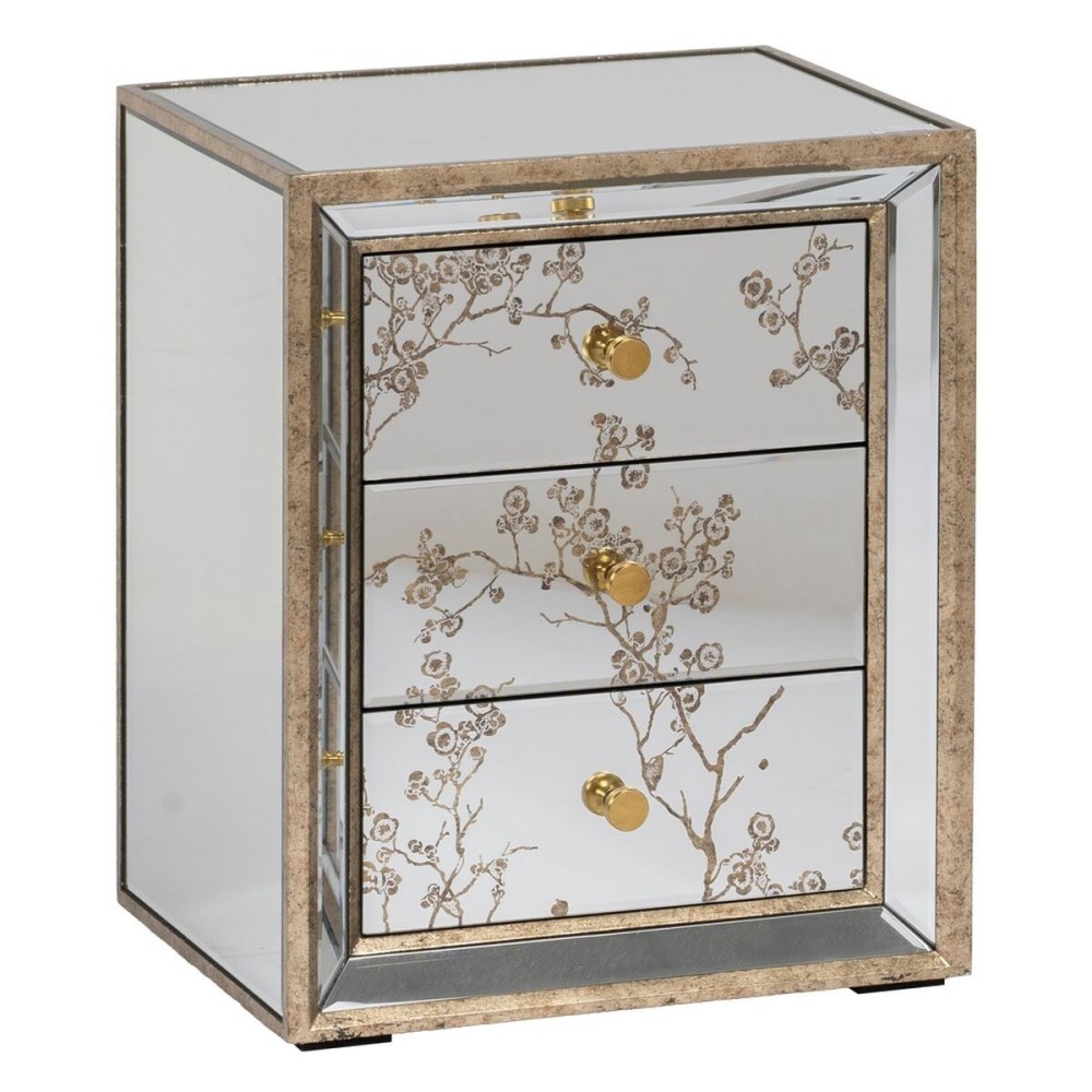 Nightstand CHLOE Golden Mirror Crystal MDF Wood 49 x 40 x 60 cm