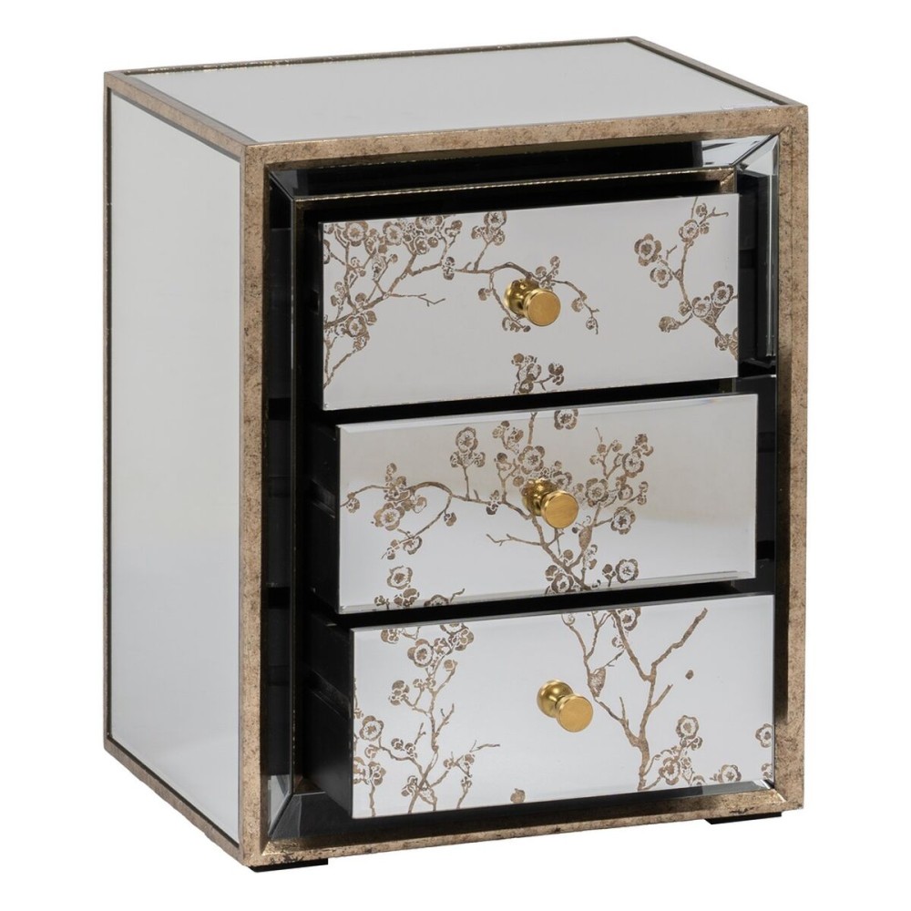 Nachttisch CHLOE Gold Spiegel Kristall Holz MDF 49 x 40 x 60 cm