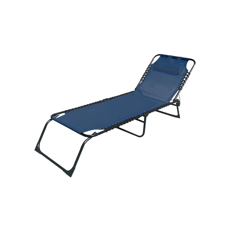 Marbueno Klappbarer Stahl Liegestuhl mit Kissen Garten und Pool 190X58X27 cm Blau 10003