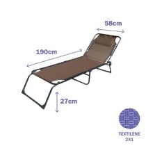 Marbueno Chaise Longue Pliable Acier avec Coussin Jardin et Piscine 190X58X27 cm Marron 10001