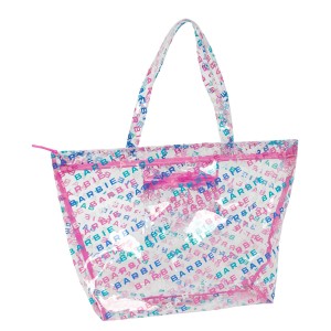 Damen Handtasche Barbie Logomania Durchsichtig Hellrosa 54 x 35 x 17 cm