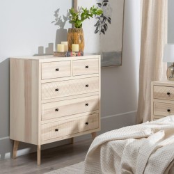 Schubladenschrank MARIE 85 x 40 x 95 cm natürlich Holz DMF