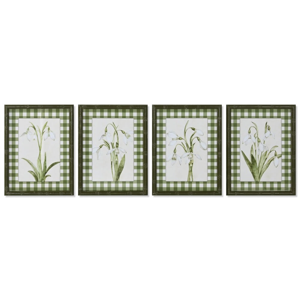 Painting Home ESPRIT Green Beige Shabby Chic Botanical plants 30 x 2,5 x 40 cm (4 Units)