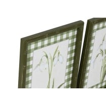 Painting Home ESPRIT Green Beige Shabby Chic Botanical plants 30 x 2,5 x 40 cm (4 Units)